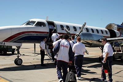England team with private plane
